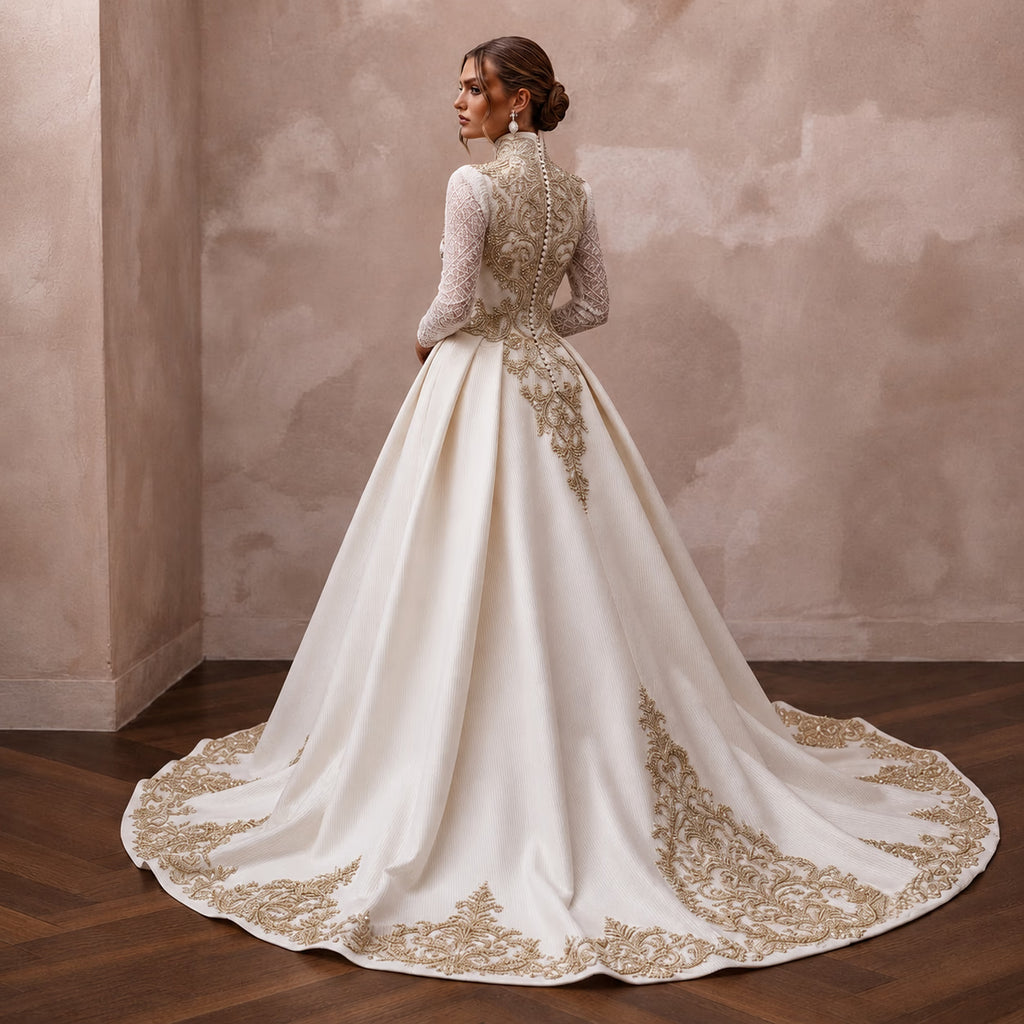 Luxury Silk Ottoman Wedding Dresses with Regal Elegance - Apparel & Accessories > Clothing > Wedding & Bridal Party Dresses > Wedding Dresses - Mignonette Bridal
