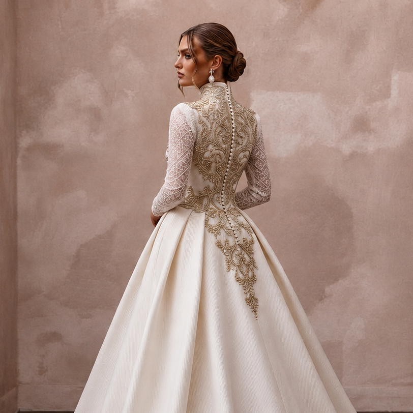 Luxury Silk Ottoman Wedding Dresses with Regal Elegance