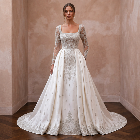 Luxury Wedding Dresses with Hand-Sewn Crystal Appliqués