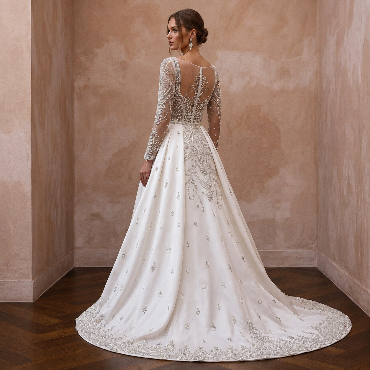 Luxury Wedding Dresses with Hand-Sewn Crystal Appliqués