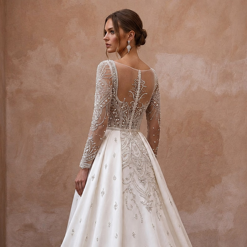 Luxury Wedding Dresses with Hand - Sewn Crystal Appliqués - Apparel & Accessories > Clothing > Wedding & Bridal Party Dresses > Wedding Dresses - Mignonette Bridal
