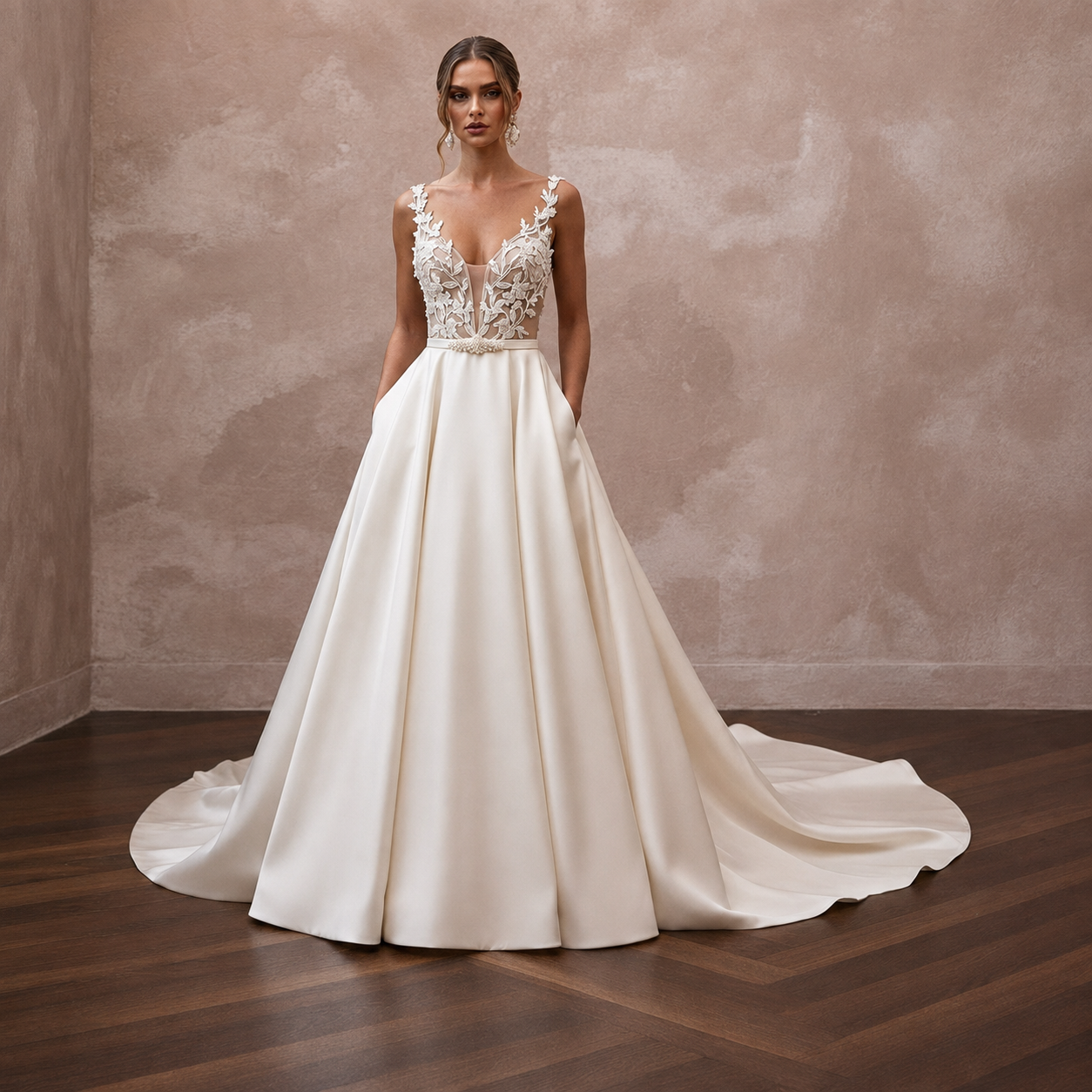 Luxury Wedding Dresses with Italian Silk Fabrics Main image