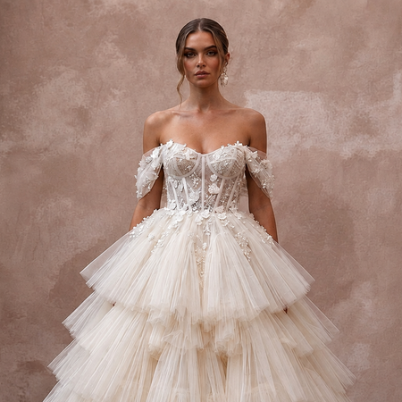 Luxury Wedding Dresses with Layered Tulle Ball Gowns