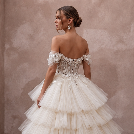 Luxury Wedding Dresses with Layered Tulle Ball Gowns