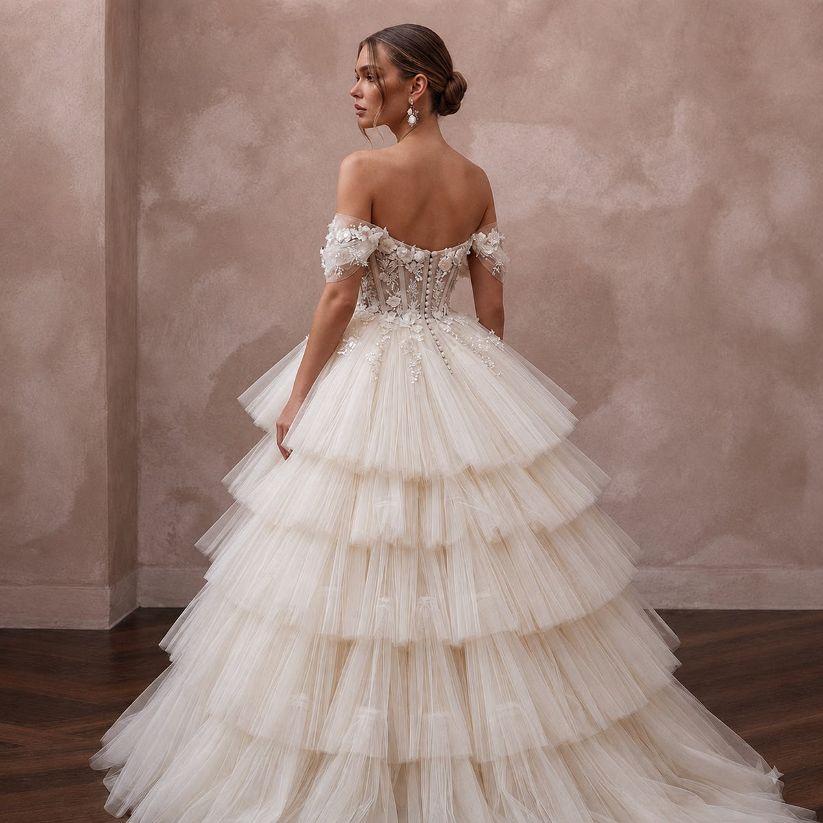 Luxury Wedding Dresses with Layered Tulle Ball Gowns - Apparel & Accessories > Clothing > Wedding & Bridal Party Dresses > Wedding Dresses - Mignonette Bridal