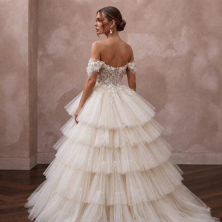 Luxury Wedding Dresses with Layered Tulle Ball Gowns - Apparel & Accessories > Clothing > Wedding & Bridal Party Dresses > Wedding Dresses - Mignonette Bridal