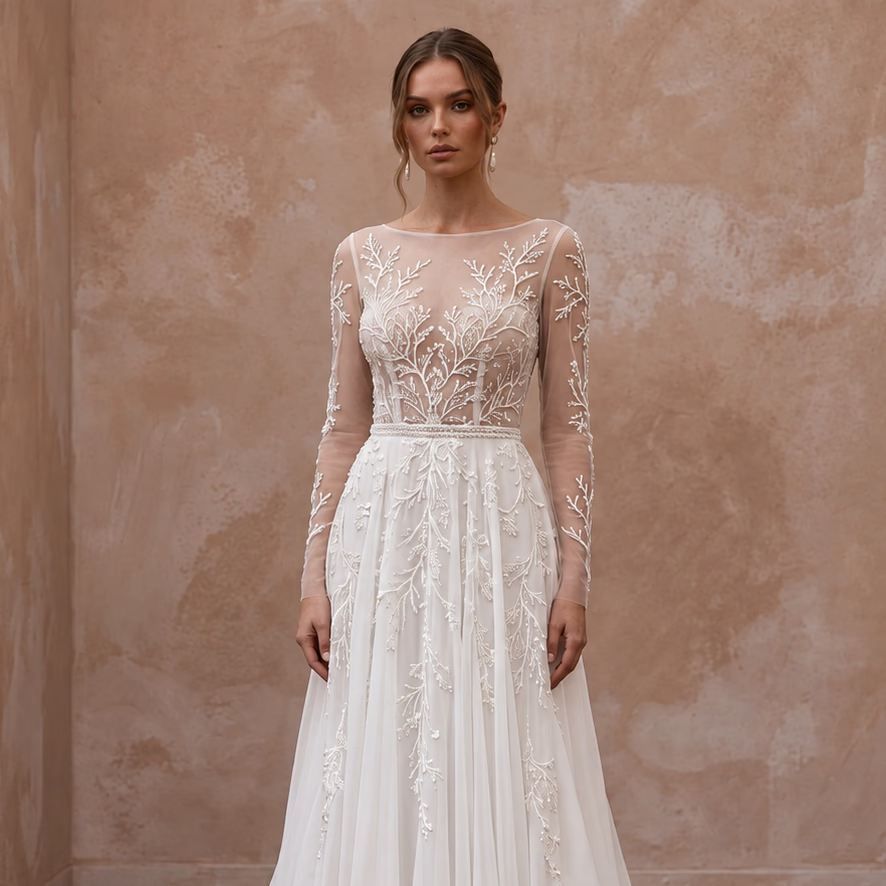 Made-to-Measure Chiffon Wedding Dress for a Beach Wedding