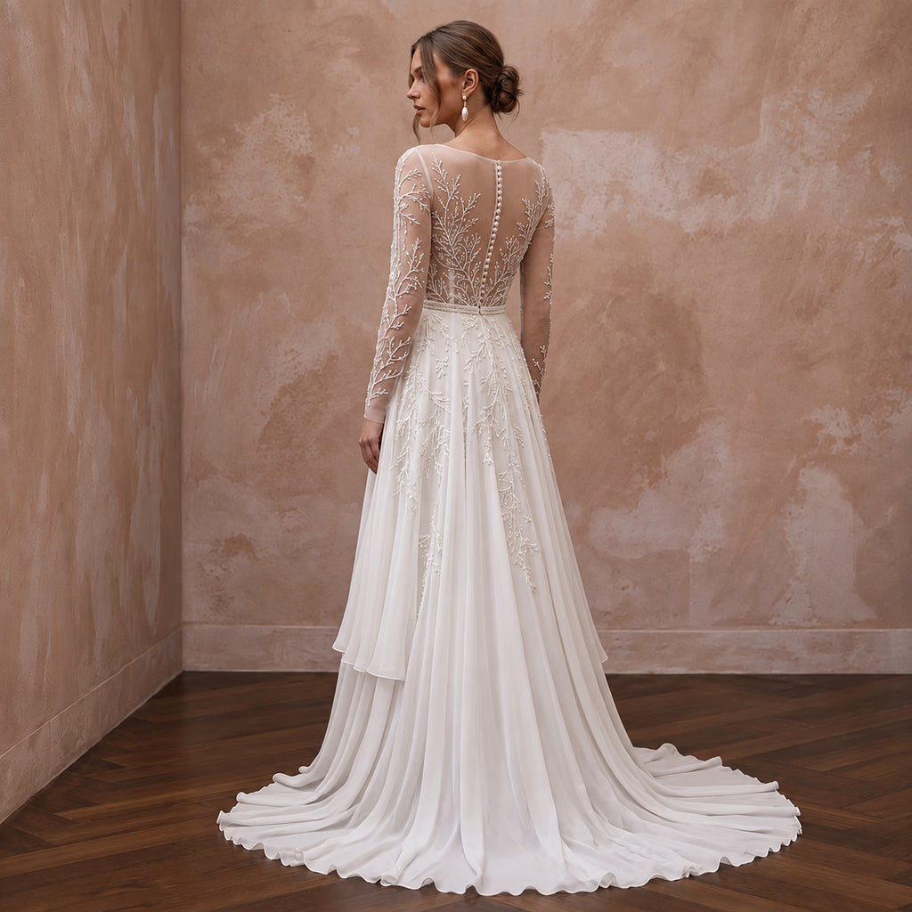 Made-to-Measure Chiffon Wedding Dress for a Beach Wedding