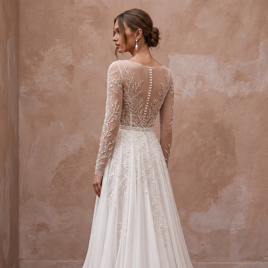 Made-to-Measure Chiffon Wedding Dress for a Beach Wedding
