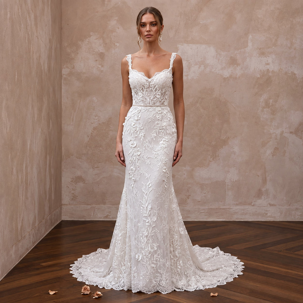 Made - to - Measure Lace Wedding Dress for a Garden Ceremony - Apparel & Accessories > Clothing > Wedding & Bridal Party Dresses > Wedding Dresses - Mignonette Bridal Main image