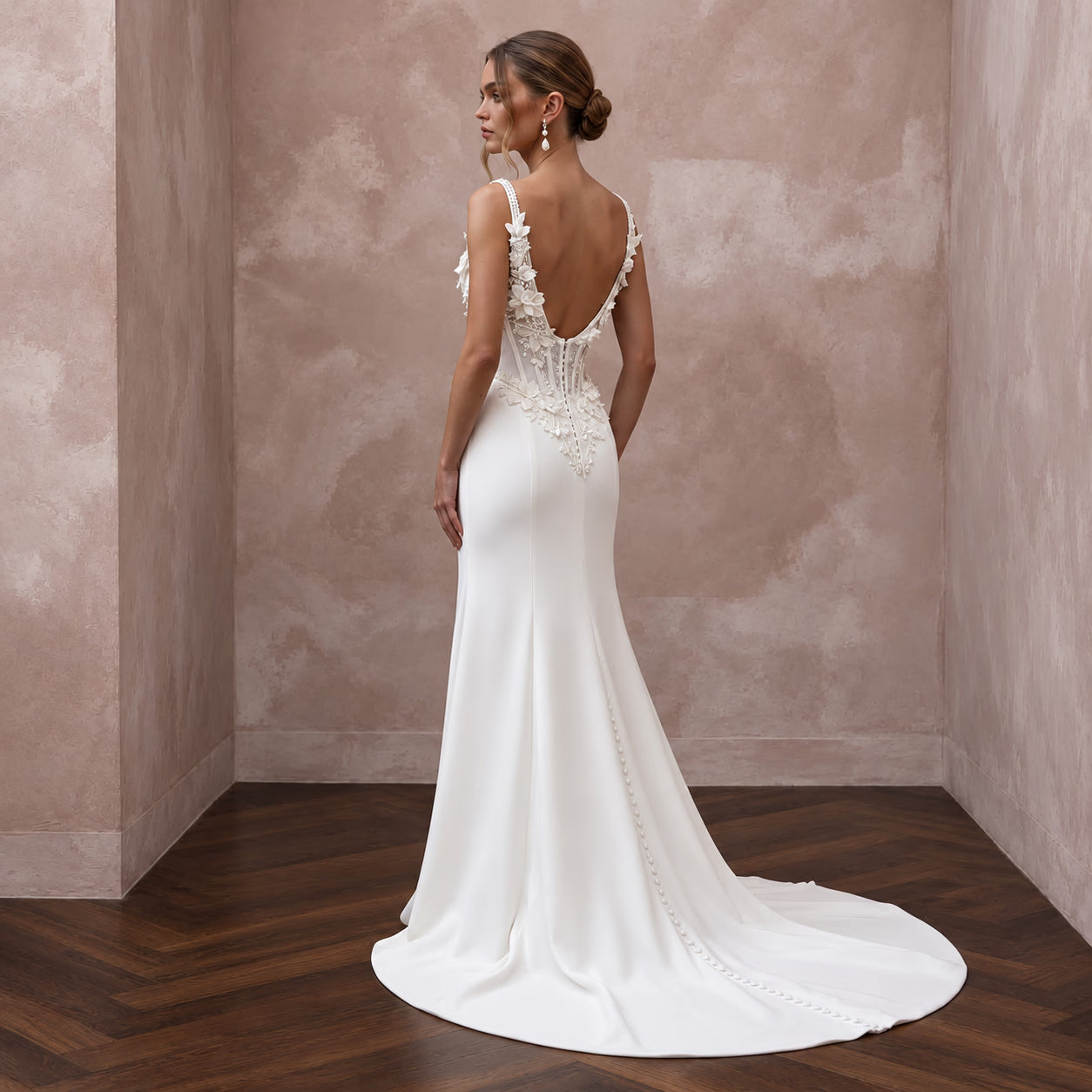 Made-to-Measure Satin Wedding Gown with Corset Bodice