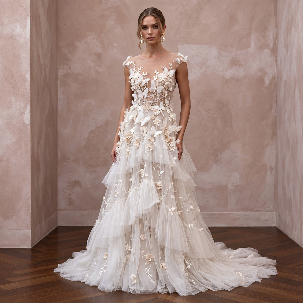 Made - to - Measure Tulle Bridal Dress for a Romantic Wedding - Apparel & Accessories > Clothing > Wedding & Bridal Party Dresses > Wedding Dresses - Mignonette Bridal Main image
