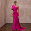 Magenta Pink Architectural Crepe One-Shoulder Evening Dress
