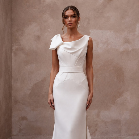 Matte Mikado Wedding Dresses with Contemporary Structure - Apparel & Accessories > Clothing > Wedding & Bridal Party Dresses > Wedding Dresses - Mignonette Bridal