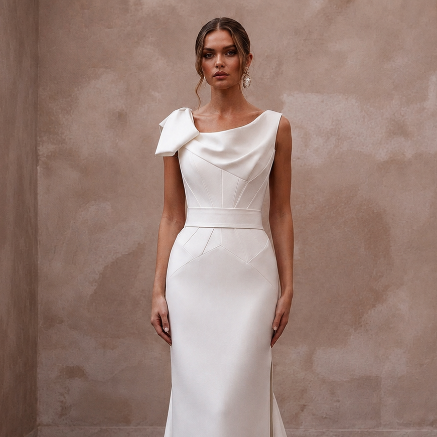 Matte Mikado Wedding Dresses with Contemporary Structure