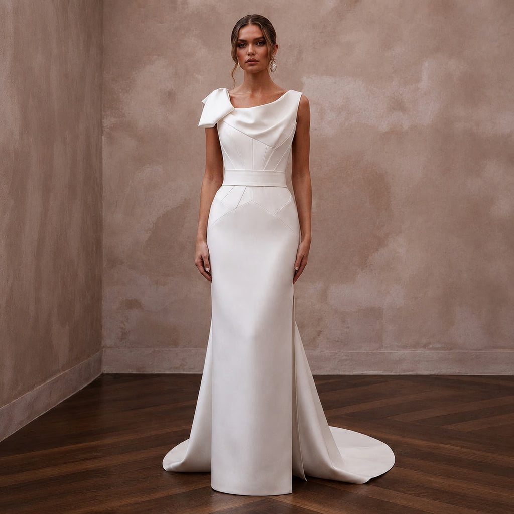 Matte Mikado Wedding Dresses with Contemporary Structure - Apparel & Accessories > Clothing > Wedding & Bridal Party Dresses > Wedding Dresses - Mignonette Bridal