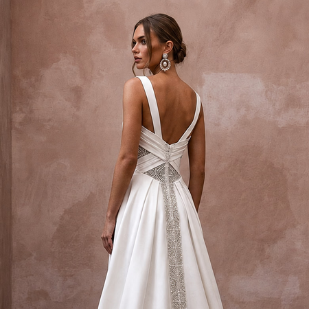 Matte Satin Wedding Dresses with Clean Modern Lines - Apparel & Accessories > Clothing > Wedding & Bridal Party Dresses > Wedding Dresses - Mignonette Bridal