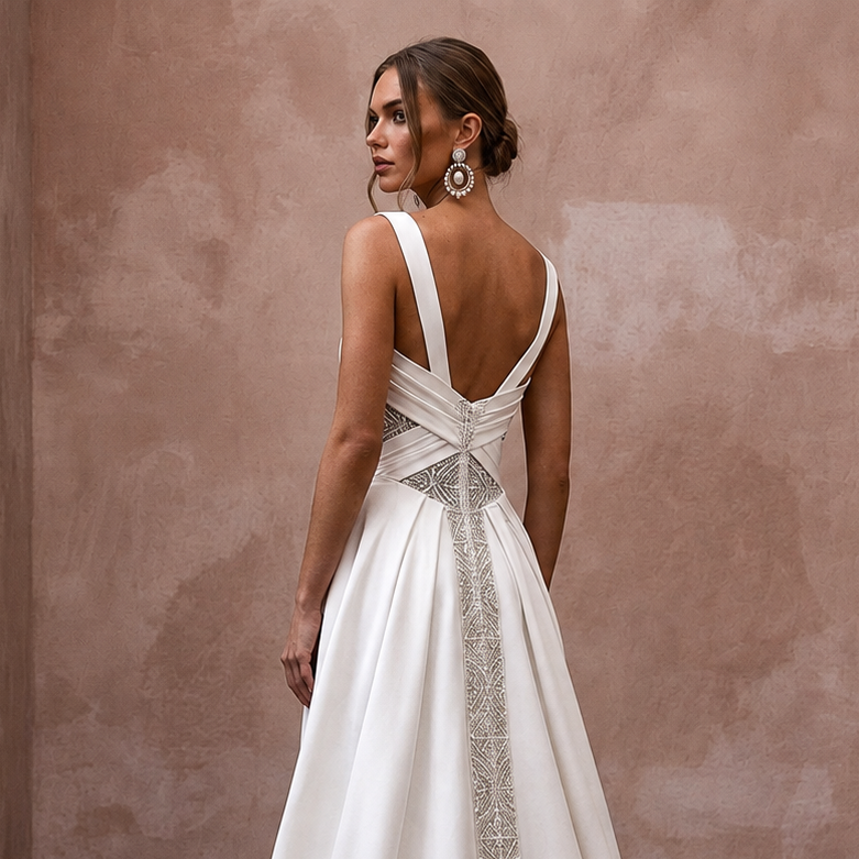 Matte Satin Wedding Dresses with Clean Modern Lines