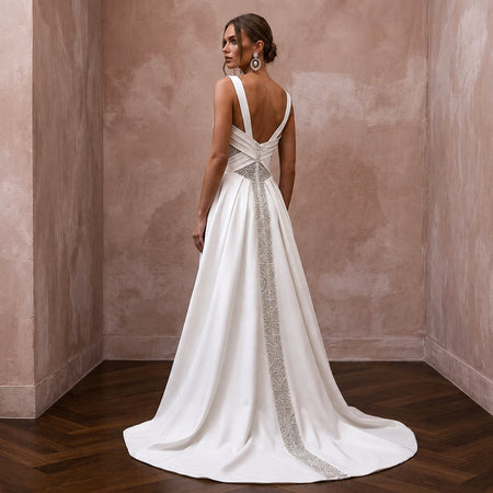 Matte Satin Wedding Dresses with Clean Modern Lines - Apparel & Accessories > Clothing > Wedding & Bridal Party Dresses > Wedding Dresses - Mignonette Bridal