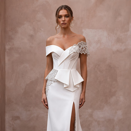 Matte Satin Wedding Dresses with Modern Sophistication - Apparel & Accessories > Clothing > Wedding & Bridal Party Dresses > Wedding Dresses - Mignonette