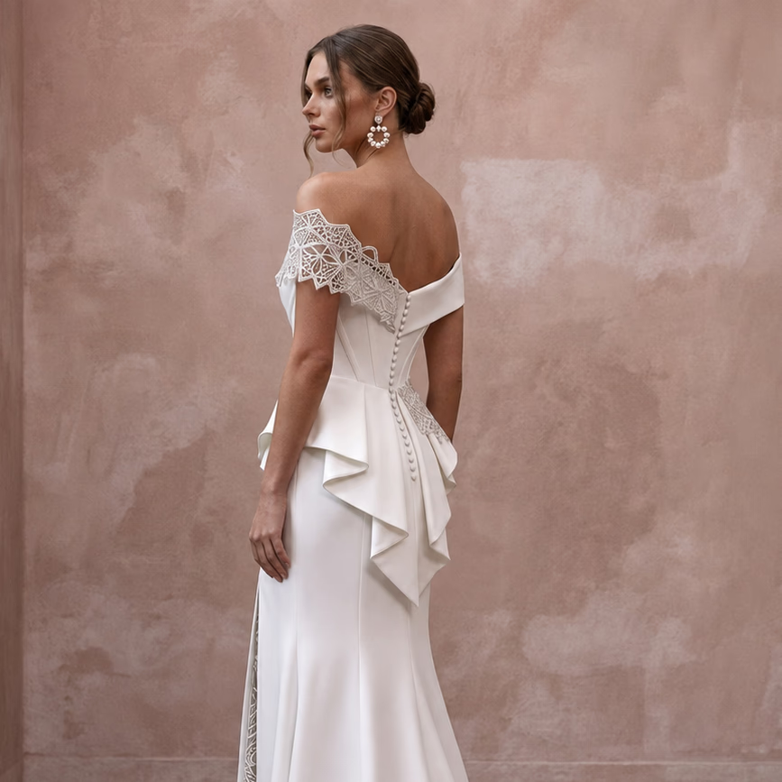 Matte Satin Wedding Dresses with Modern Sophistication - Apparel & Accessories > Clothing > Wedding & Bridal Party Dresses > Wedding Dresses - Mignonette