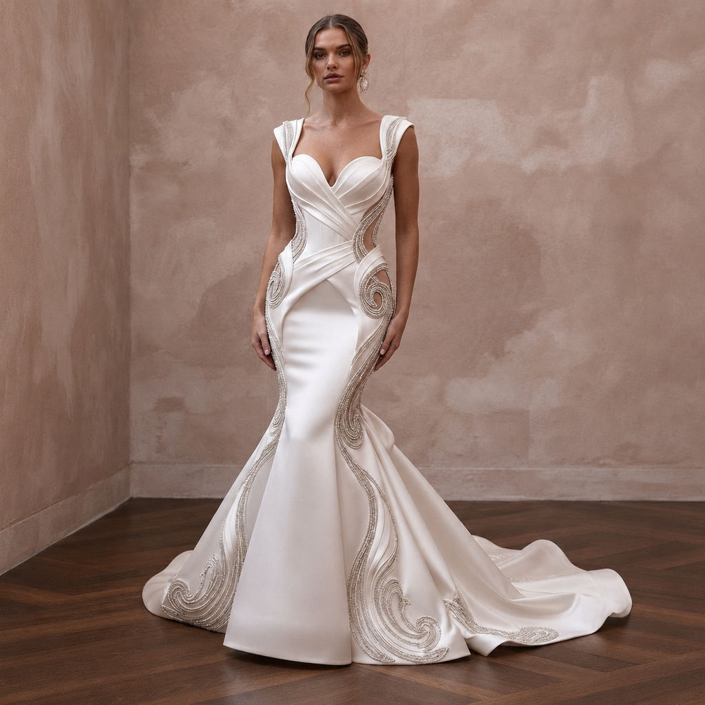 Mermaid Satin Wedding Dresses with Sculpted Curves