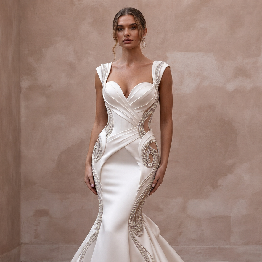 Mermaid Satin Wedding Dresses with Sculpted Curves