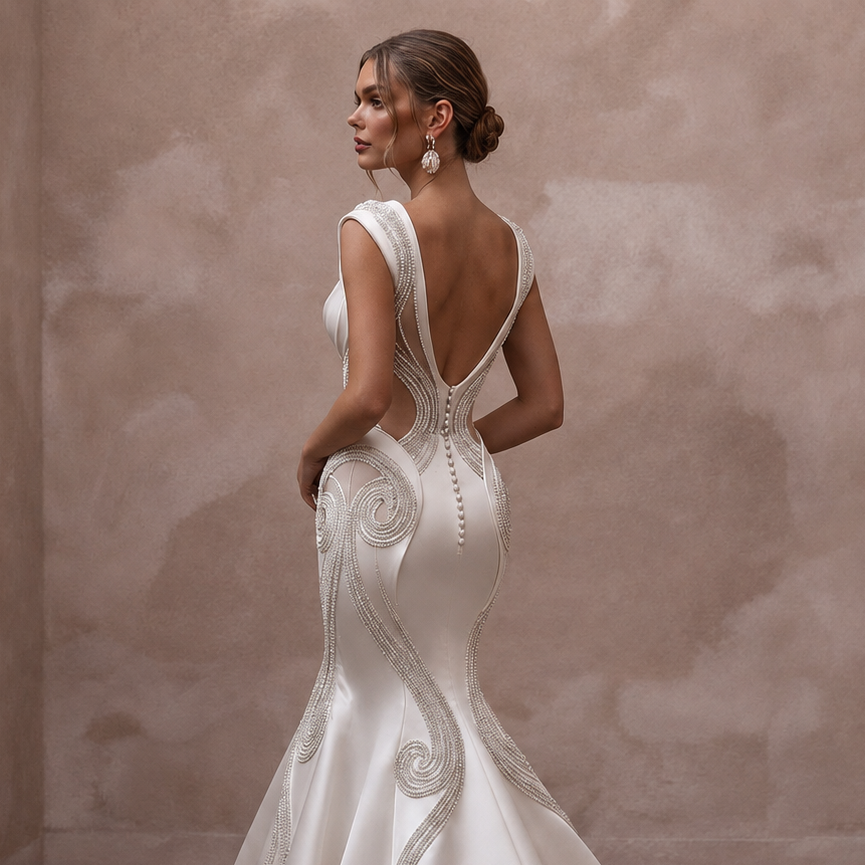 Mermaid Satin Wedding Dresses with Sculpted Curves