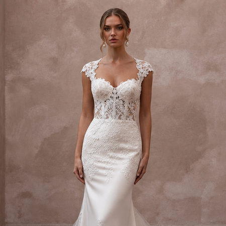 Mermaid Wedding Dresses with Floral Lace Trains