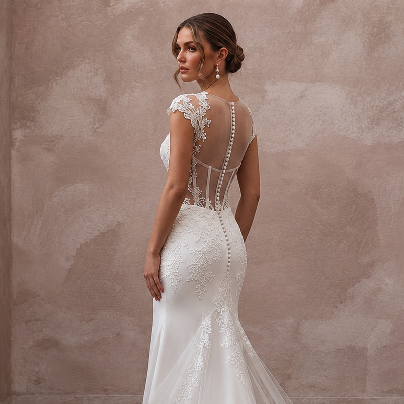 Mermaid Wedding Dresses with Floral Lace Trains