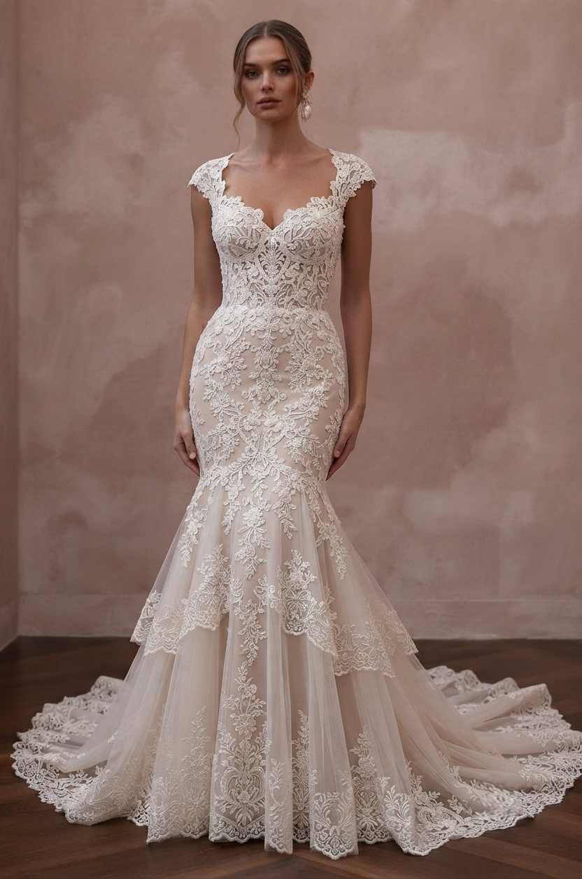 Mermaid Wedding Dresses with Intricate Lace Embroidery Main image