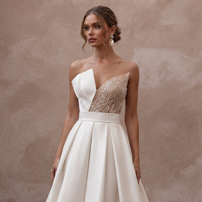 Midi Wedding Dresses with Chic Contemporary Fashion - Apparel & Accessories > Clothing > Wedding & Bridal Party Dresses > Wedding Dresses - Mignonette