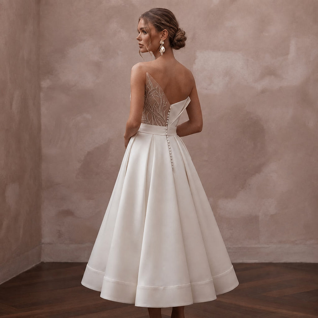 Midi Wedding Dresses with Chic Contemporary Fashion - Apparel & Accessories > Clothing > Wedding & Bridal Party Dresses > Wedding Dresses - Mignonette