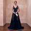 Midnight Blue Velvet A-Line Bridal Dress for Bridal Shower Evening