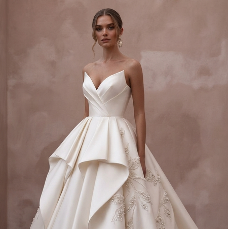 Mikado Wedding Dresses with Sculpted Ball Gown Designs