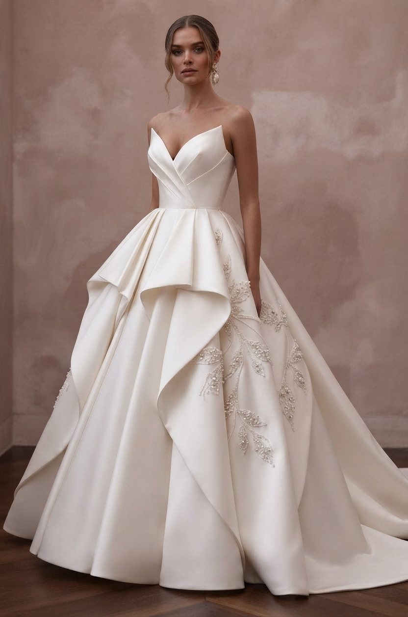 Mikado Wedding Dresses with Sculpted Ball Gown Designs