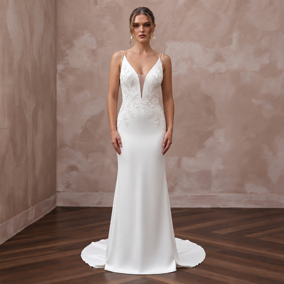 Minimal Satin Wedding Gown with Open Back