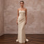 Minimalist Champagne Stretch Jersey Bandeau Neckline Column Dress