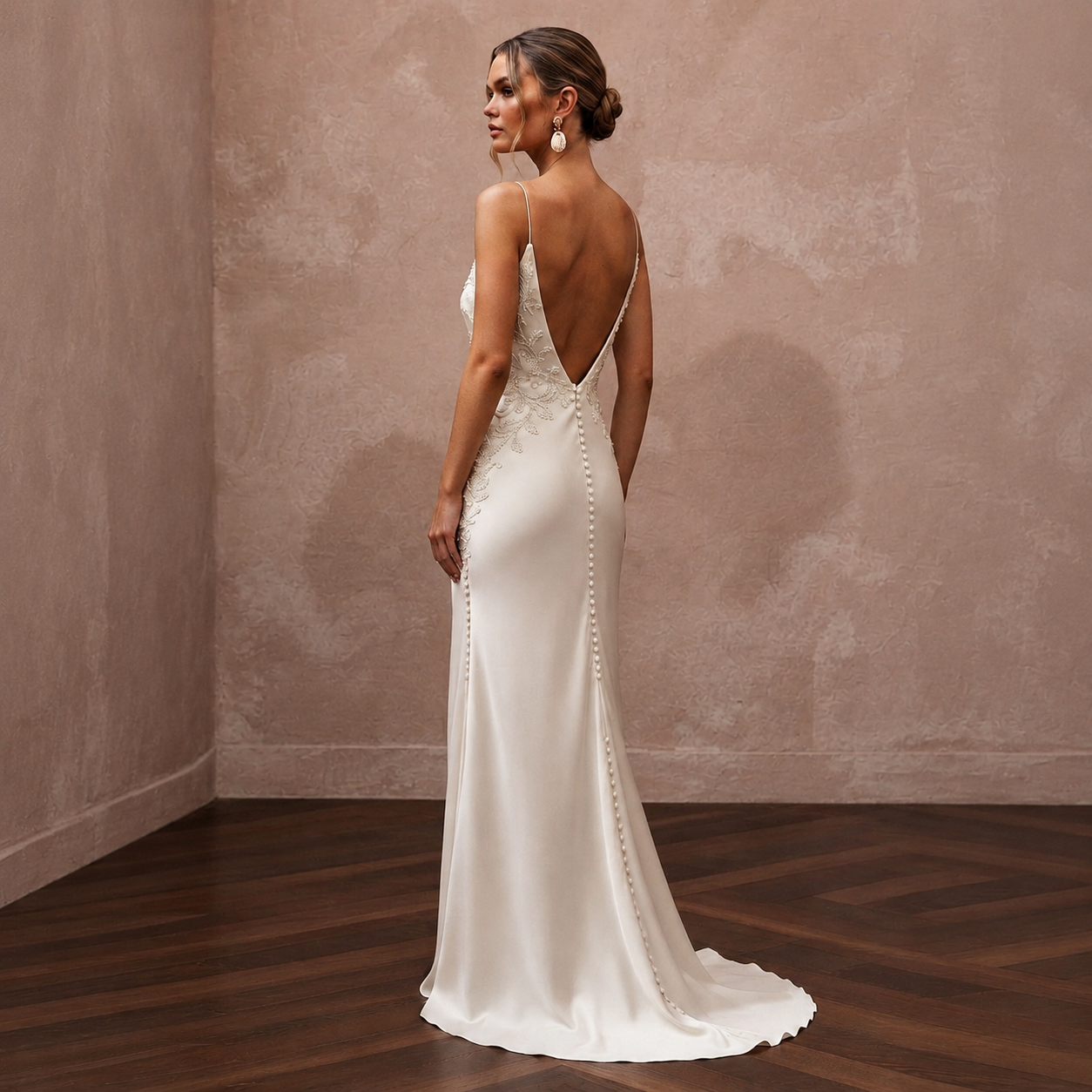 Minimalist Cream Silk Slip Dress for Tropical Vow Renewal Secondary image