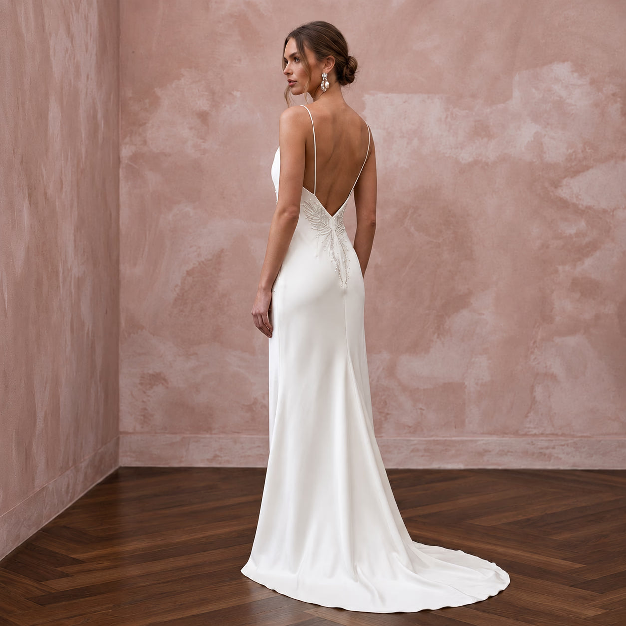 Minimalist Cream Silk Slip Wedding Dress for Tropical Vow Renewal Secondary image