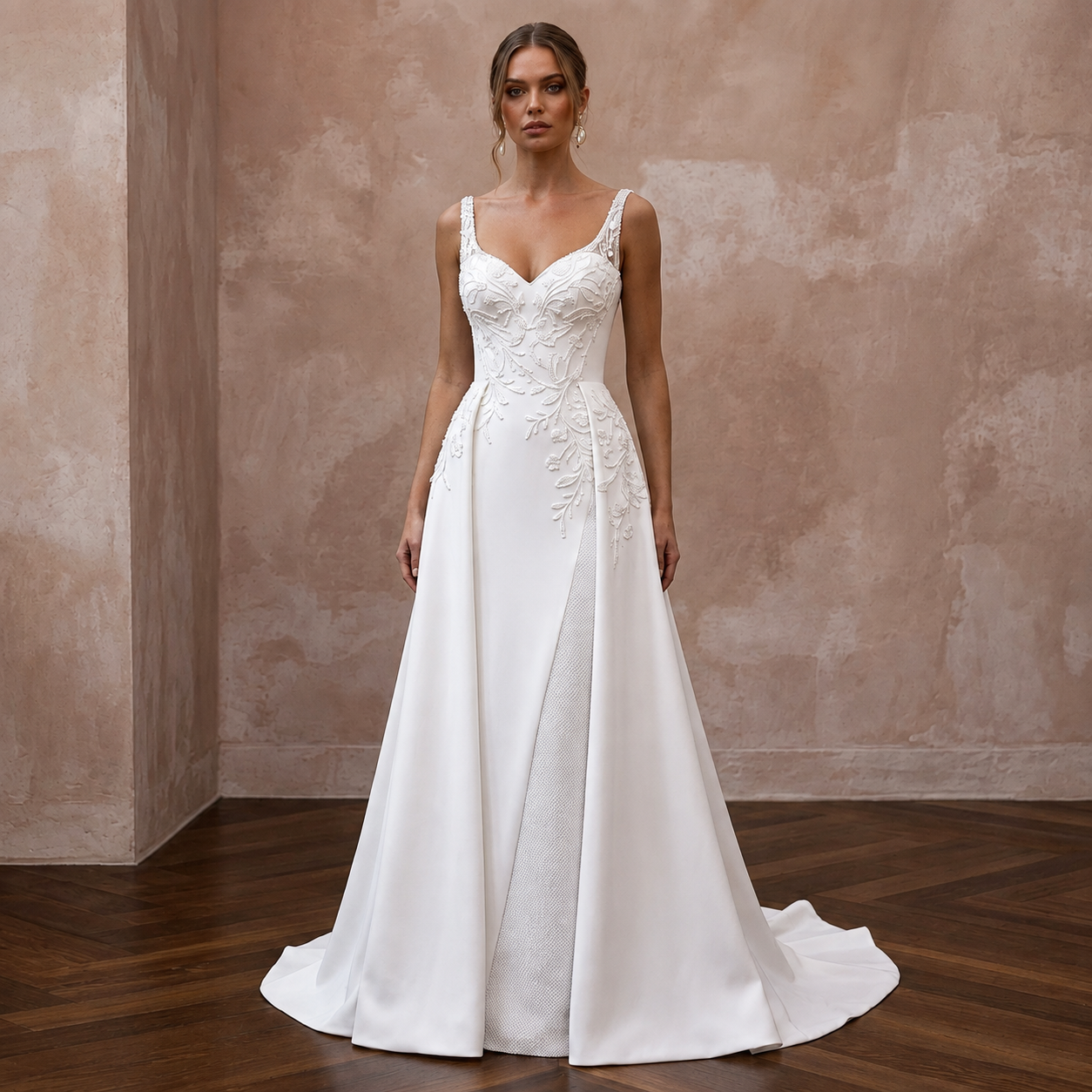 Minimalist Crepe A-Line Wedding Dress for a Courthouse Wedding
