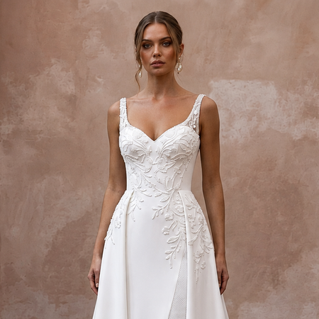 Minimalist Crepe A-Line Wedding Dress for a Courthouse Wedding