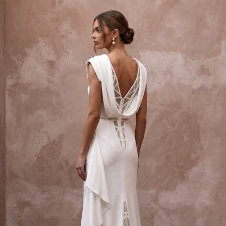 Minimalist Crepe Bridal Gown for a Civil Ceremony - Apparel & Accessories > Clothing > Wedding & Bridal Party Dresses > Wedding Dresses - Mignonette Bridal