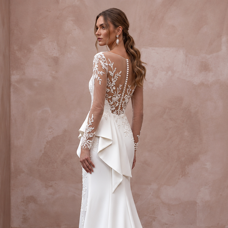 Minimalist Crepe Bridal Gown with Chapel Train