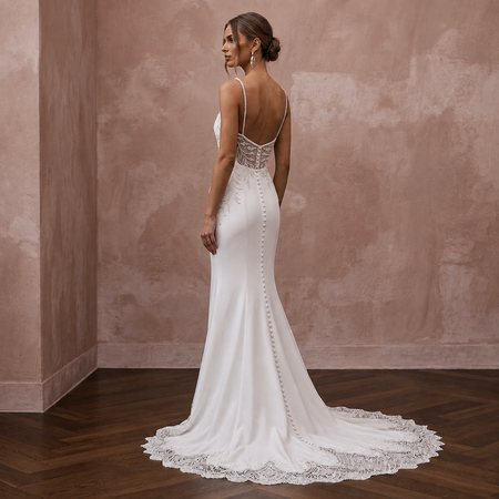 Minimalist Crepe Mermaid Wedding Dress with Spaghetti Straps
