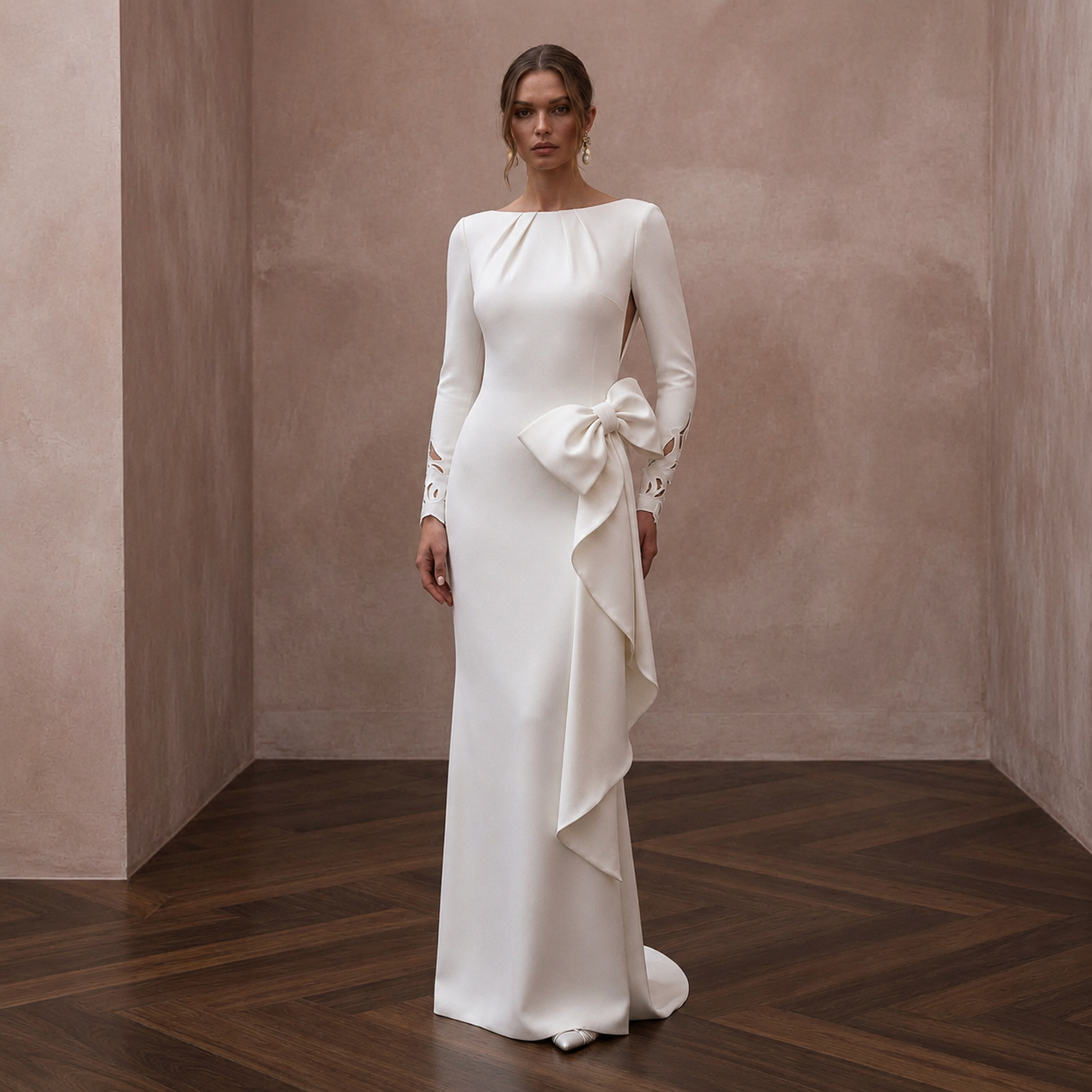 Minimalist Crepe Reception Wedding Gown - Apparel & Accessories > Clothing > Wedding & Bridal Party Dresses > Wedding Dresses - Mignonette Bridal