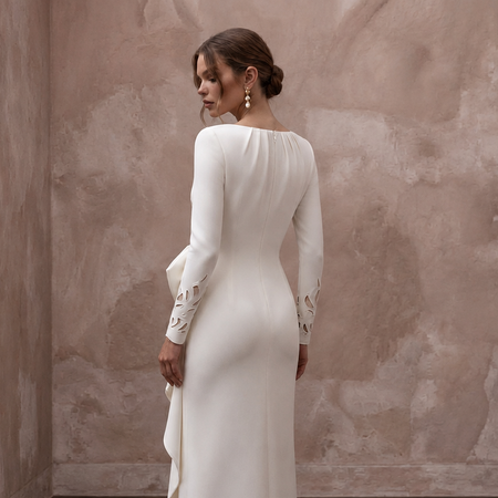 Minimalist Crepe Reception Wedding Gown - Apparel & Accessories > Clothing > Wedding & Bridal Party Dresses > Wedding Dresses - Mignonette Bridal