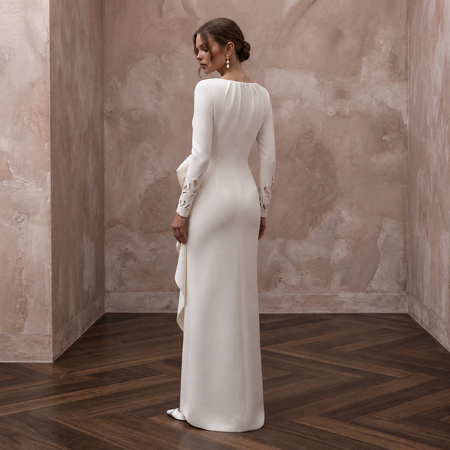 Minimalist Crepe Reception Wedding Gown - Apparel & Accessories > Clothing > Wedding & Bridal Party Dresses > Wedding Dresses - Mignonette Bridal