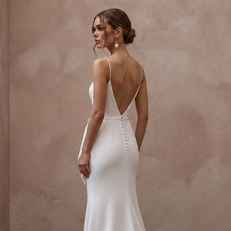 Minimalist Crepe Sheath Wedding Dress for a Civil Wedding