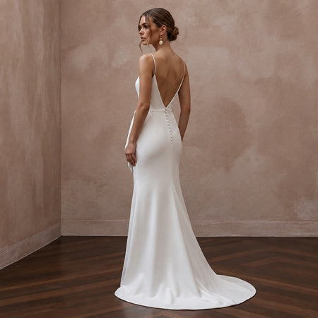 Minimalist Crepe Sheath Wedding Dress for a Civil Wedding